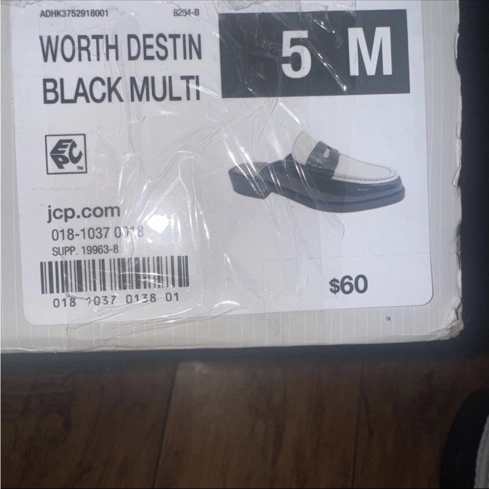 Women Worthington Destin Size 5M Mules/ Slip On Penny Loafers Black & White - Picture 9 of 13